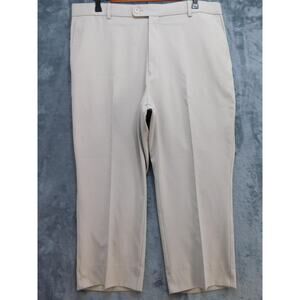 Peter Millar Pants Mens 40x34 Beige Dress Pants Microfiber Wicking Flat-Front